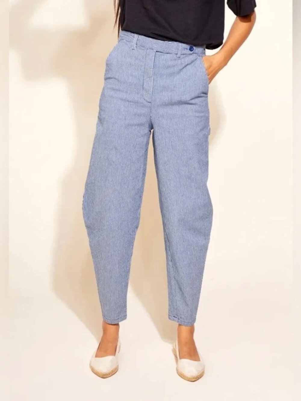 Nw/oTags Built by Wendy Angle Trousers Barrel Leg High Waist Engineer Stripe M
